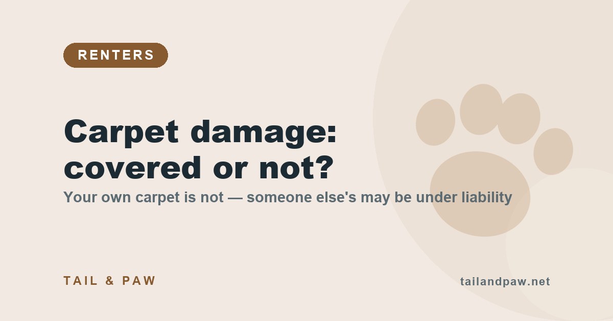 Carpet damage decision card: your own carpet is not covered by renters insurance, someone else's carpet may be under liability