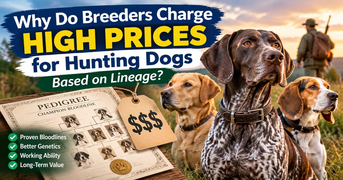 A hunter in a field with a pointer dog, questioning whether papers make a better hunting dog.