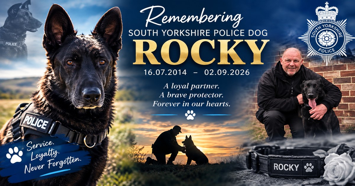 PD Rocky, the South Yorkshire Police Dutch Herder who served from 2014 to 2024.